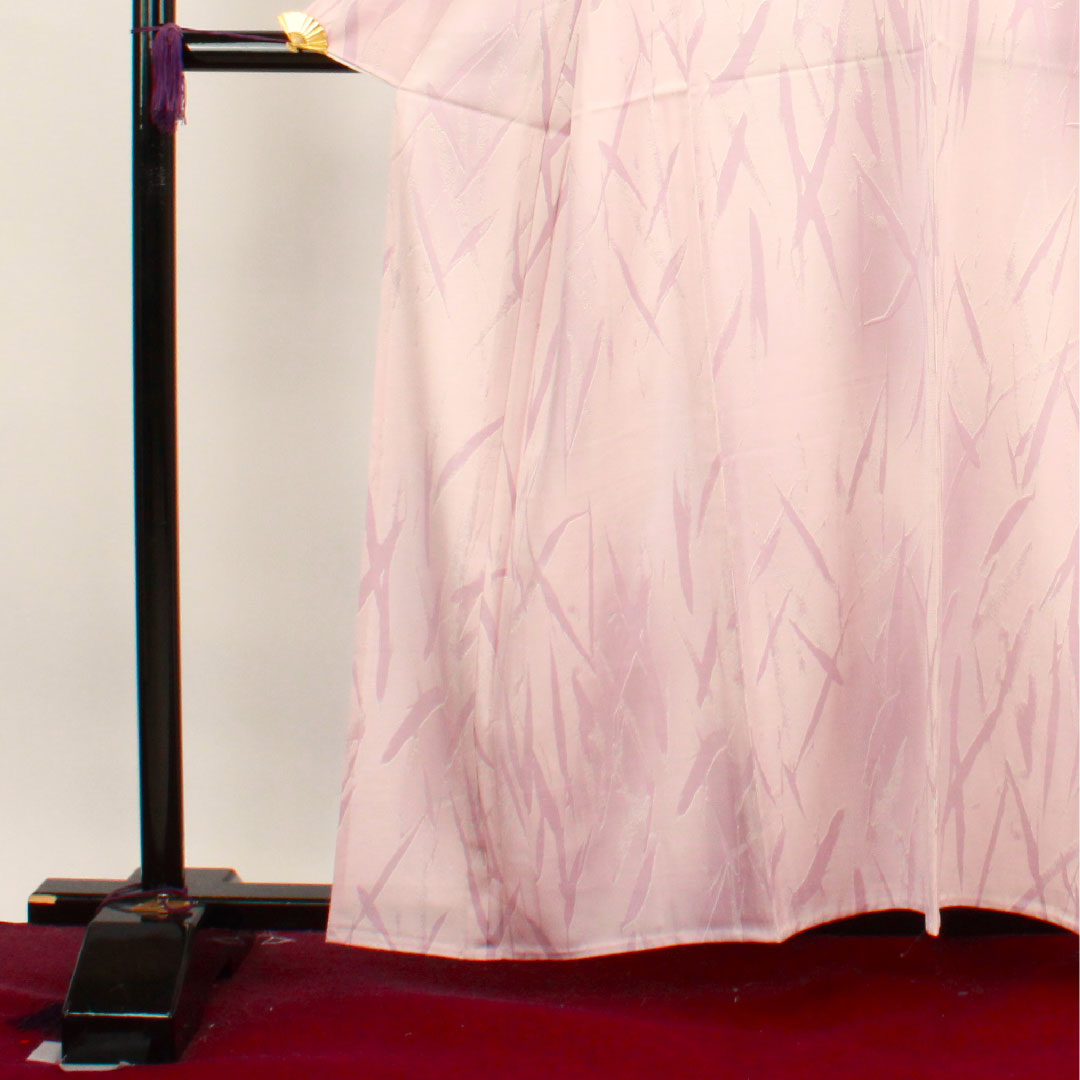 Summer pure silk komon kimono, length 159cm, sleeve length 62.5cm, cherry blossom color, abstract pattern, basting thread included, unused, silk, A rank, pink, 1132000533313