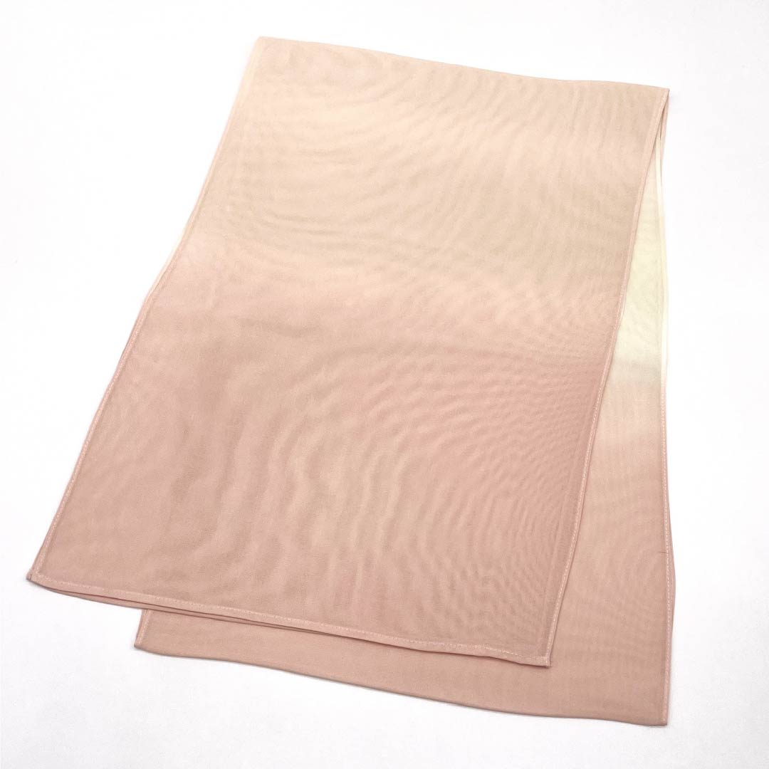 （新古品）帯揚げ 正絹 NEWランク セミフォーマル 乙女色（おとめいろ） 硫黄色（いおういろ） グラデーション 夏物 長さ約180cm 幅約29.5cm ピンク系 1136002211913