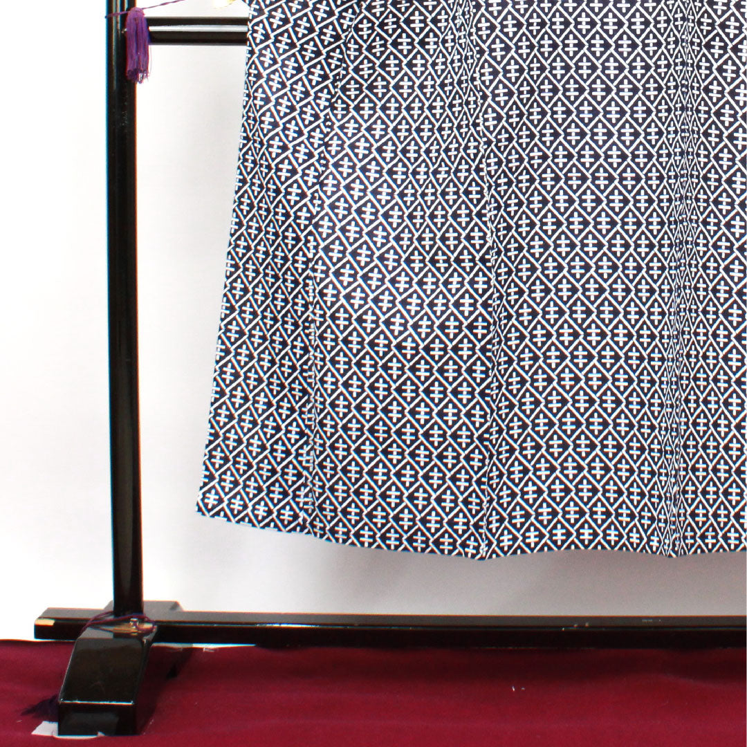 Men's Yukata, Geometric Pattern, Cotton, B Rank, Single Layer, Length 150cm, Sleeve Length 70cm, Navy Blue, 1118001614118