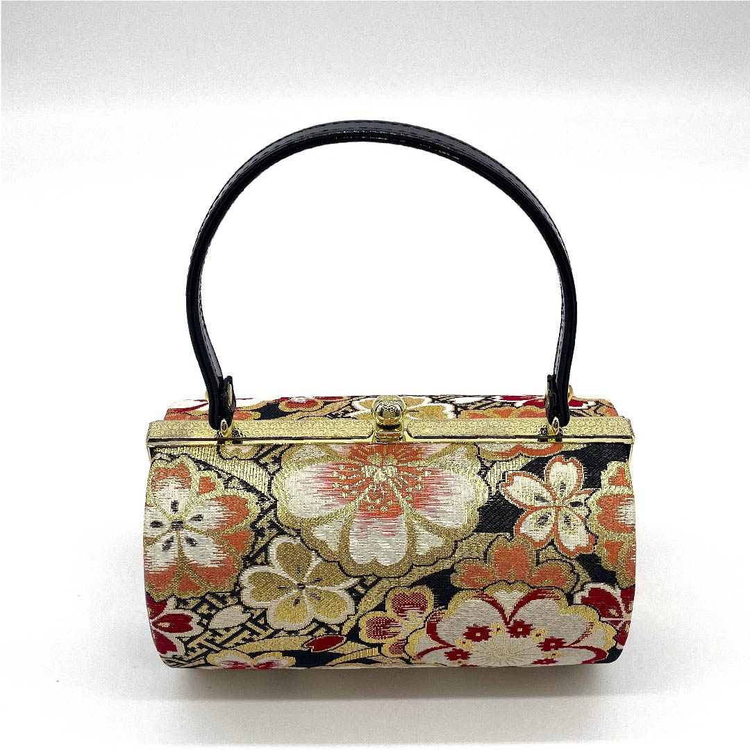 (New old stock) Formal sandal and bag set, black, unused, for furisode, cherry blossom, size M, black, rank S, 1133000062310