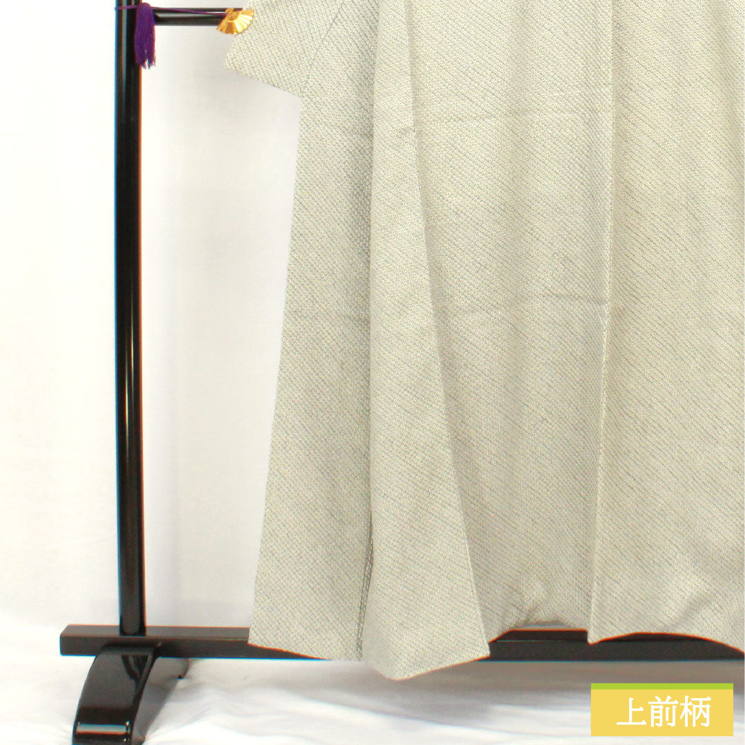 小紋 正絹 身丈155.5cm 裄丈64.5cm 袷 青白磁色（せいはくじいろ） 総絞り 疋田絞り Aランク 水色系 1115004673324
