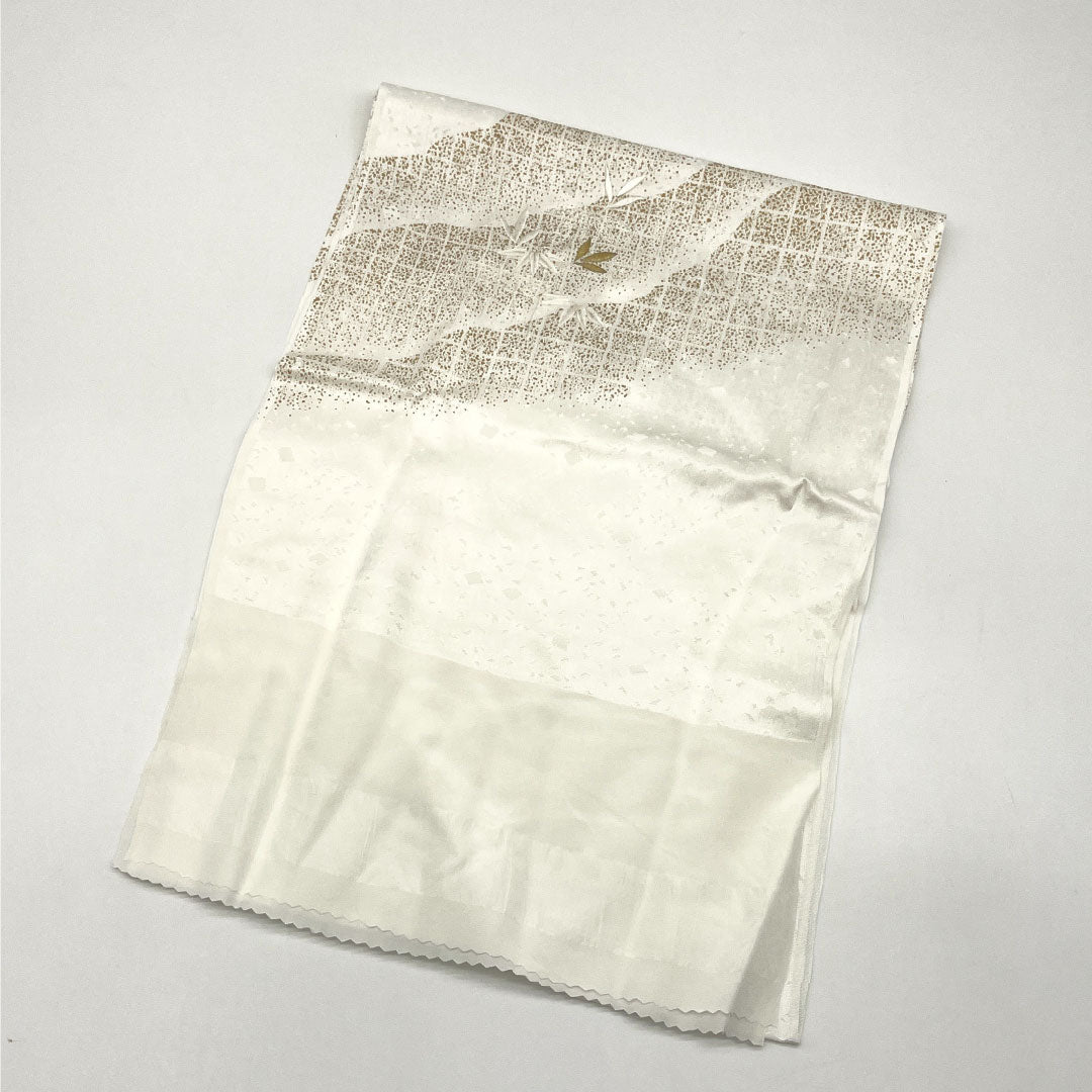 （新古品） 帯締め・帯揚げセット 正絹 Sランク 結婚式 披露宴 扇付き 長さ約152cm 幅約1.5cm 留袖用 白系 1141000042311