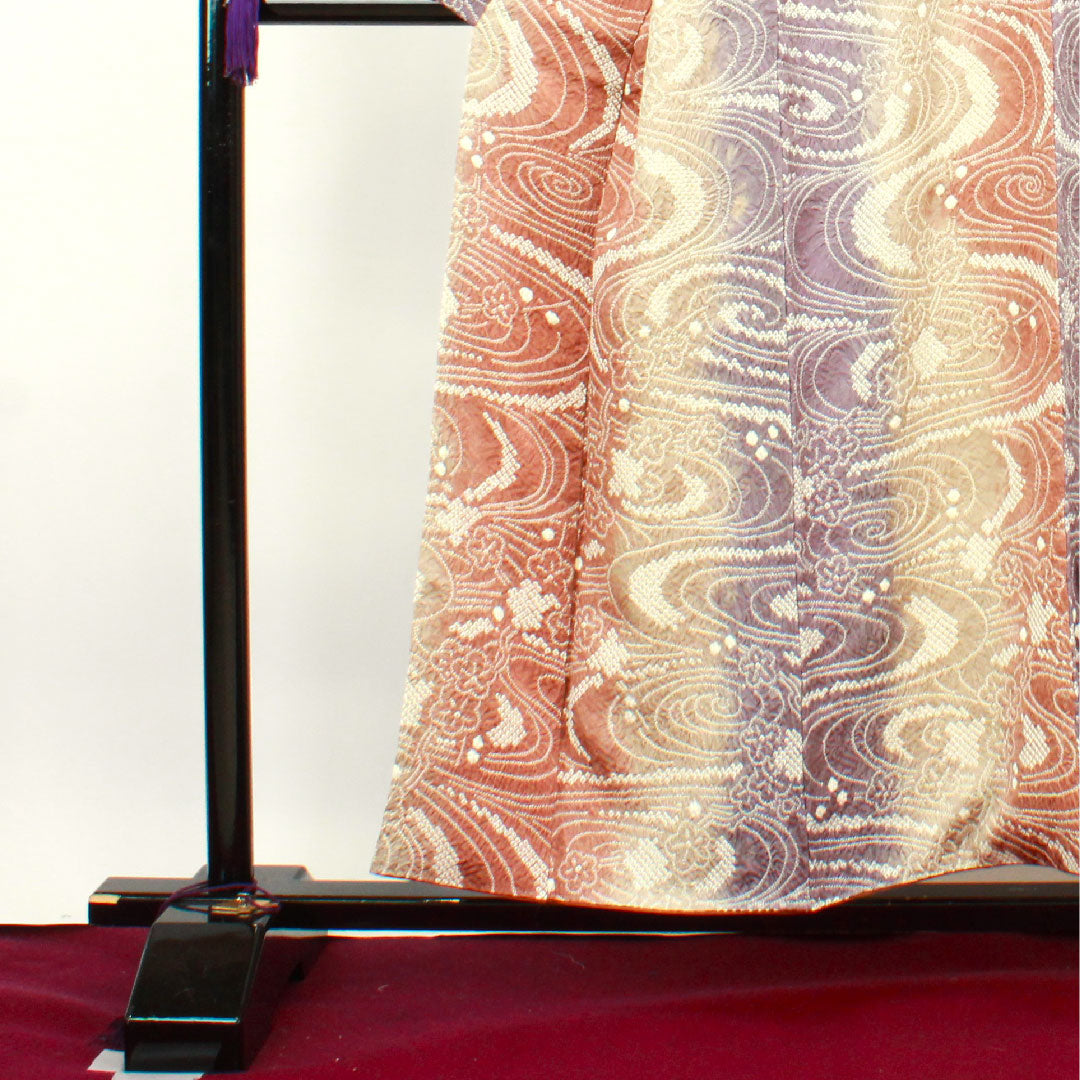 Komon Length 155cm Sleeve length 63cm Awase All tie-dye Plum Flowing water Pure silk A rank Gradation 1115003093399