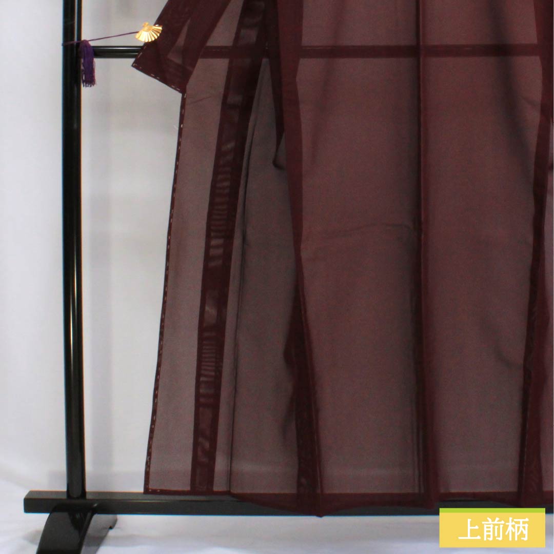 夏物 ポリエステル 色無地 Aランク 身丈155.5cm 裄丈62.5cm 木蘭色（もくらんじき） しつけ糸付き 洗える着物 絽 紫系 1132003143320