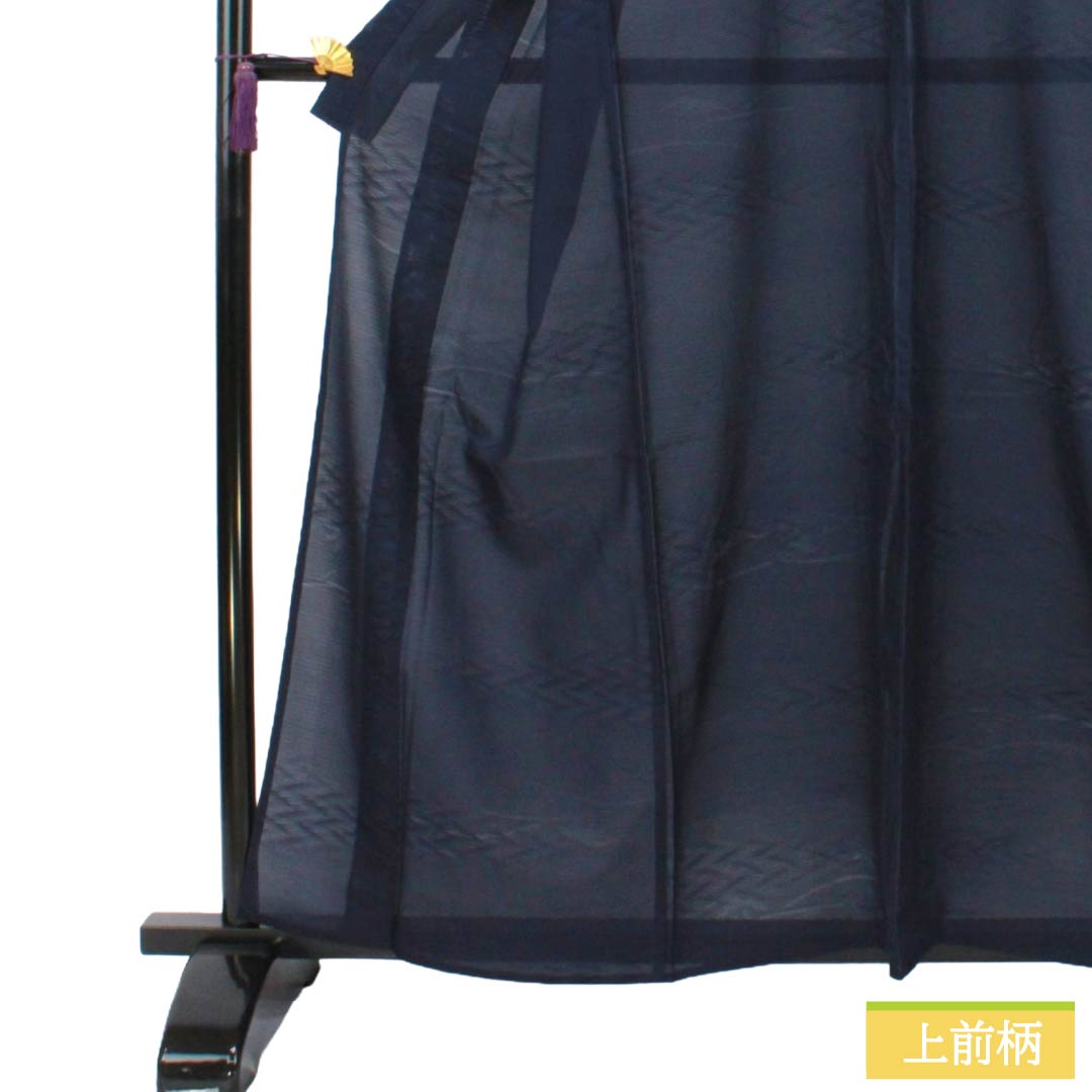 Summer Item Silk Iromuji A-Rank Length 159cm Sleeve Length 68cm Deep Navy Color (Noukon-iro) Waves, Dew Grass, Bamboo Leaves, Ro, Navy Type 1132003773318