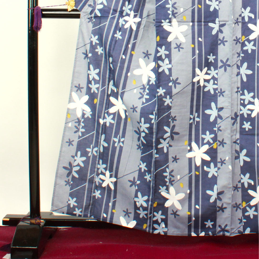 浴衣 しつけ糸付き 未使用品 桜 木綿 Sランク 単衣 身丈162cm 裄丈64cm グラデーション系 1118002832499