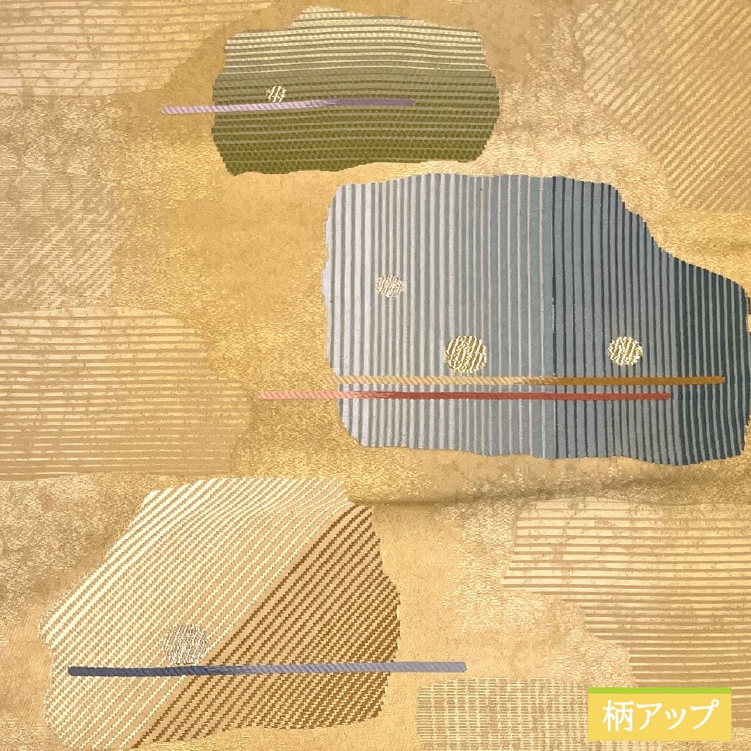 名古屋帯 東京白茶色（とうきょうしらちゃいろ） 作家物 抽象模様 帯丈361cm 正絹 Sランク ポイント柄 セミフォーマル ベージュ系 1124008402325 名古屋仕立て