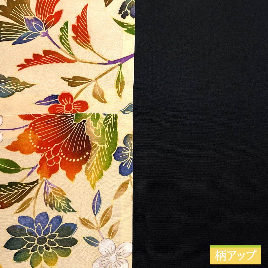 Nagoya Obi Obana-iro (Obana color) Dyed Obi Creative Obi Flower pattern Obi length 421cm Pure silk B rank Full length Casual Cream color 1124008154415 Nagoya tailoring