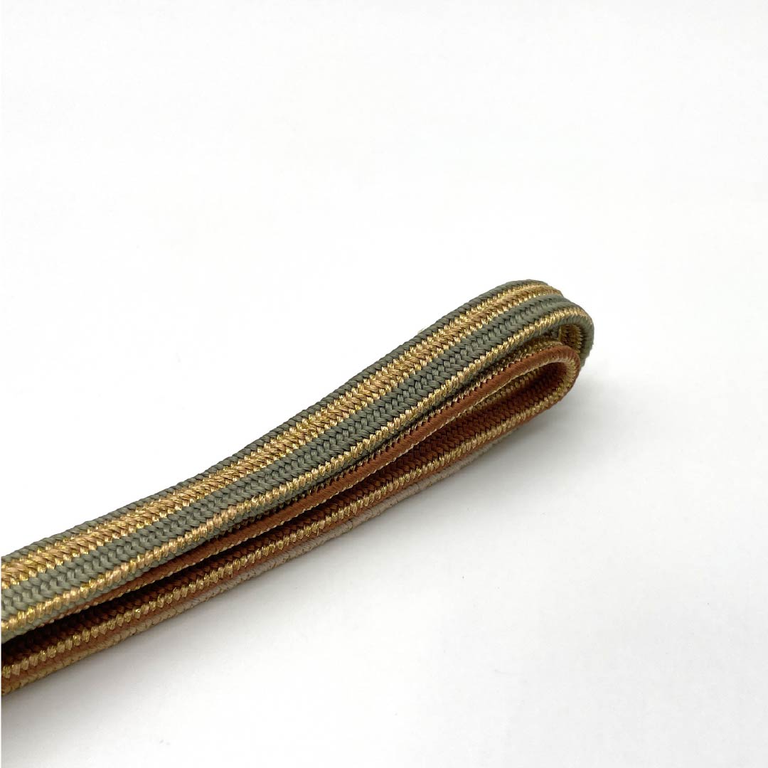 (Brand New) Pure Silk Obi-jime (Sash Band) in Birch Color (Kabairo) by Hirata Braided Cord, Kainokuchi Striped Yugen Dye, with Twisted Tassel, Approximately 161cm Long, Approximately 1.5cm Wide, Semi-Formal, Brown, Product Number: 1135005111314