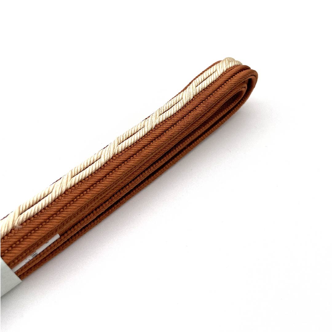 (New old stock) Obi-jime (belt fastener) made of pure silk, quarter-length string, birch color, new old stock, length approx. 165cm, width approx. 1.2cm, casual, S rank, brown, 1135001442914
