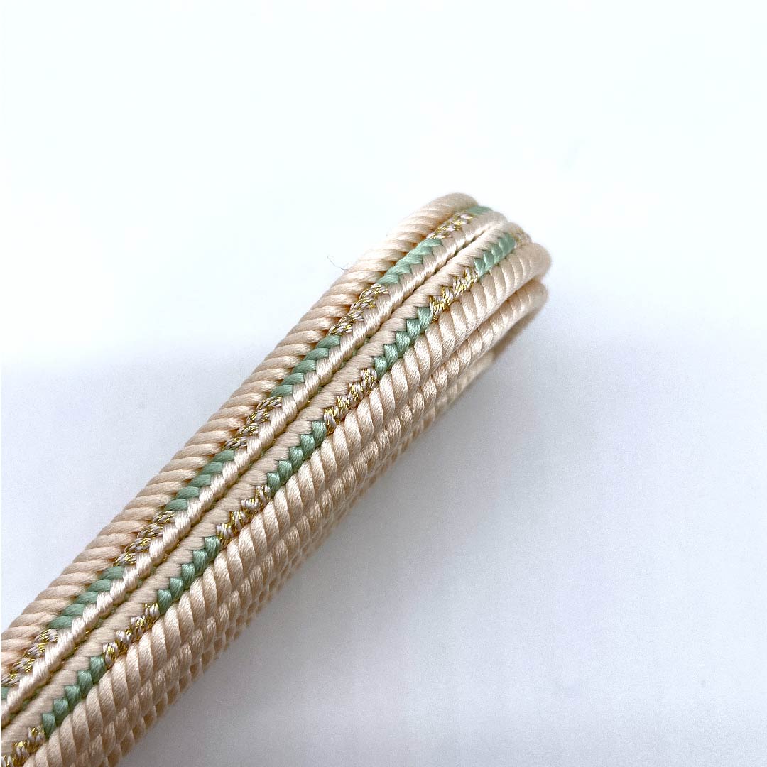 （新古品） 帯締め 正絹 四分紐 薄肉色（うすにくいろ） 五嶋紐 江戸組紐 長尺 長さ約175cm 幅約2cm フォーマル Sランク クリーム系 1135000432915