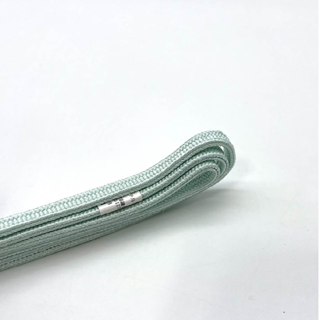 帯締め ポリエステル Sランク 二分紐 藍白色（あいじろいろ） 無地   長さ約132cm 幅約0.5cm カジュアル 水色系 1135006022324