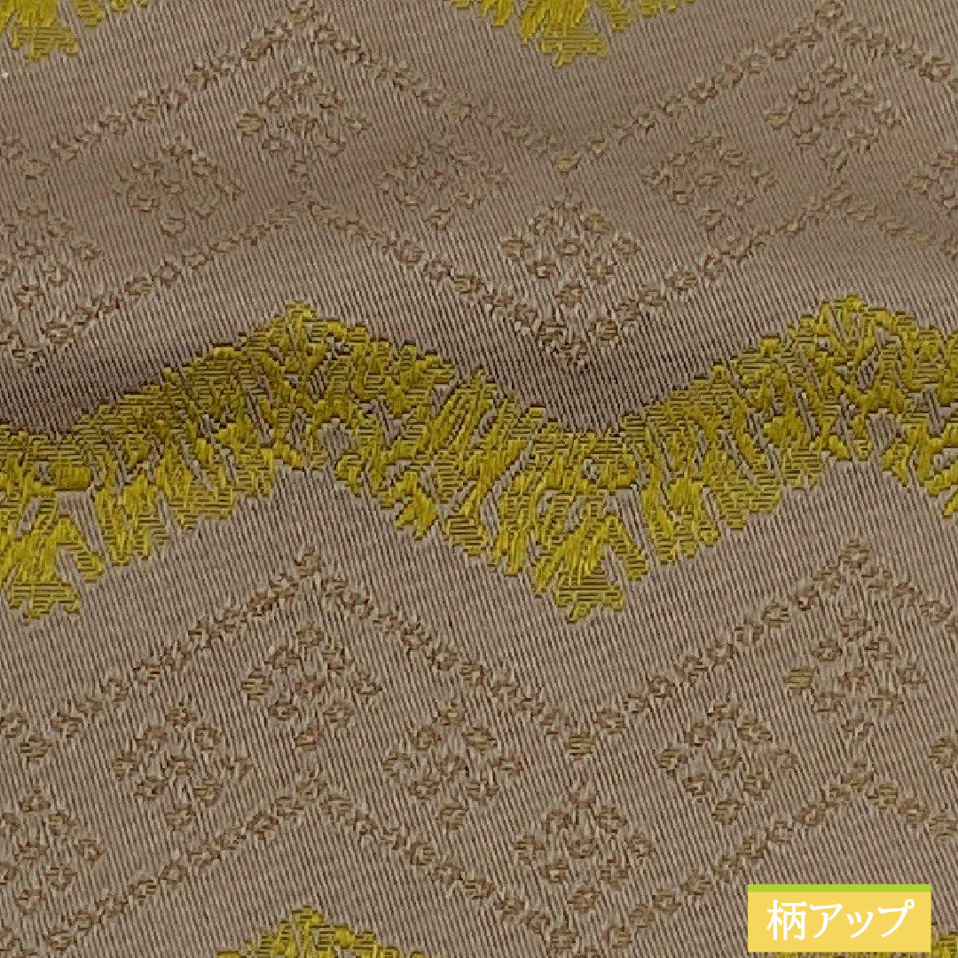 (New) Half-width obi, polyester, NEW rank, dark olive gray, brownish red, zigzag pattern, abstract floral pattern, reversible, obi length 400cm, brown color scheme 1125002571414