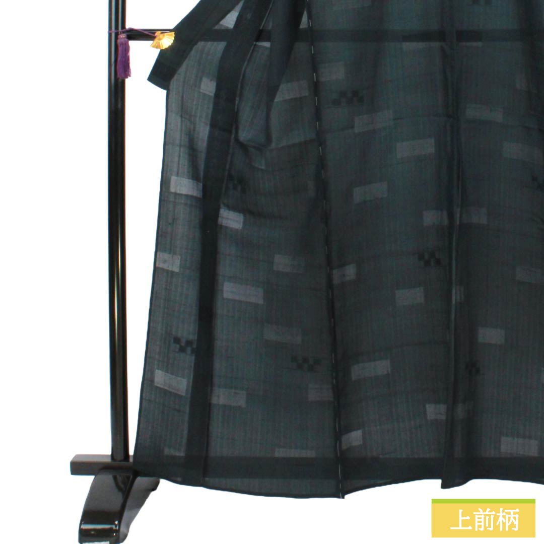 Summer Silk Iromuji (Solid Color Kimono) B Rank, Length 161cm, Sleeve-to-Sleeve 65.5cm, Tsumugi Fabric, Mon-sha (Gauze with Woven Patterns), Sha (Gauze), Black-ish, 1132003824410