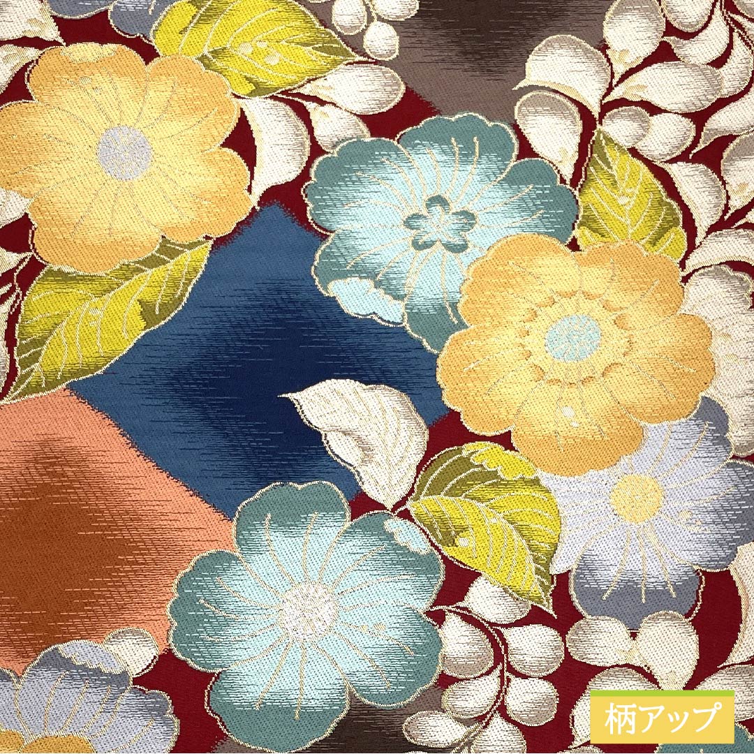 A fukuro obi (sash) made of pure silk, deep scarlet, for long-sleeved kimono, Shirayaen Oba, floral pattern, for tomesode, obi length 426cm, A rank, six-pass, formal, vermilion, 1123013873316