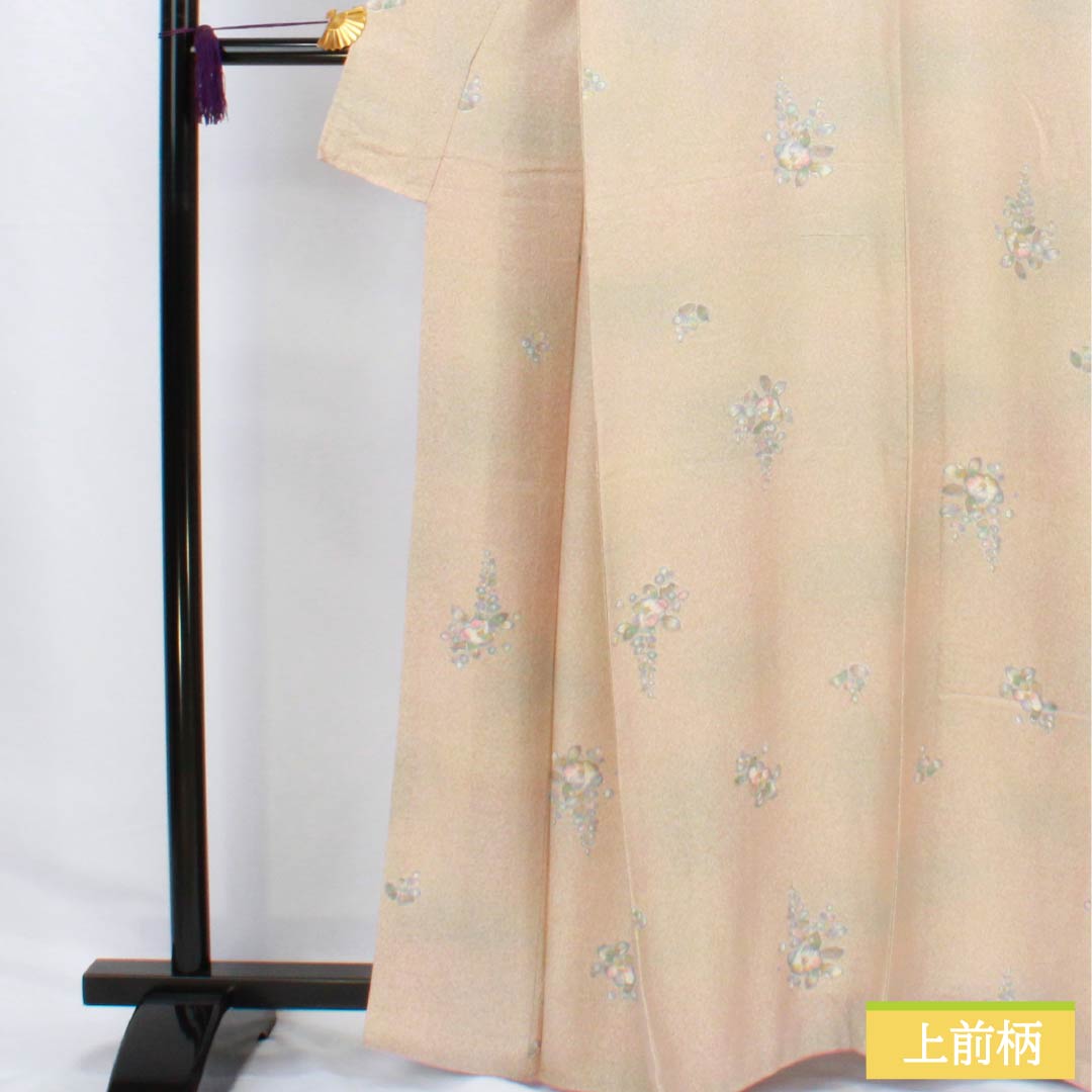 Komon (small pattern) silk, A-rank, length 163.5cm, sleeve length 65.5cm, lined, walnut-colored, Tsujigahana (flower) pattern, sewn with a beige finish, product number 1115006343425