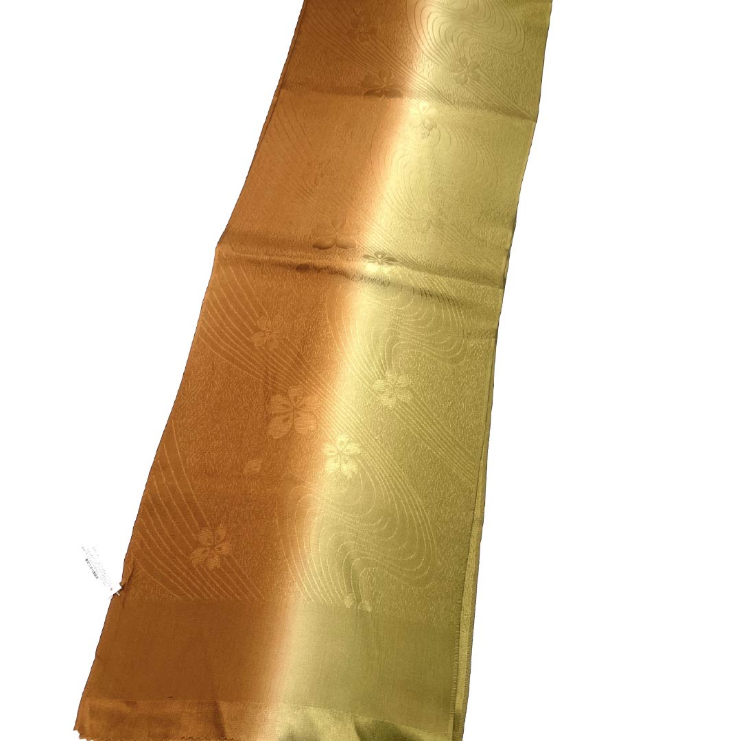 Obiage silk S rank semi-formal persimmon/dark oolong flowing water cherry blossom, length approx. 172cm, width approx. 28cm, gradation 1136004092999