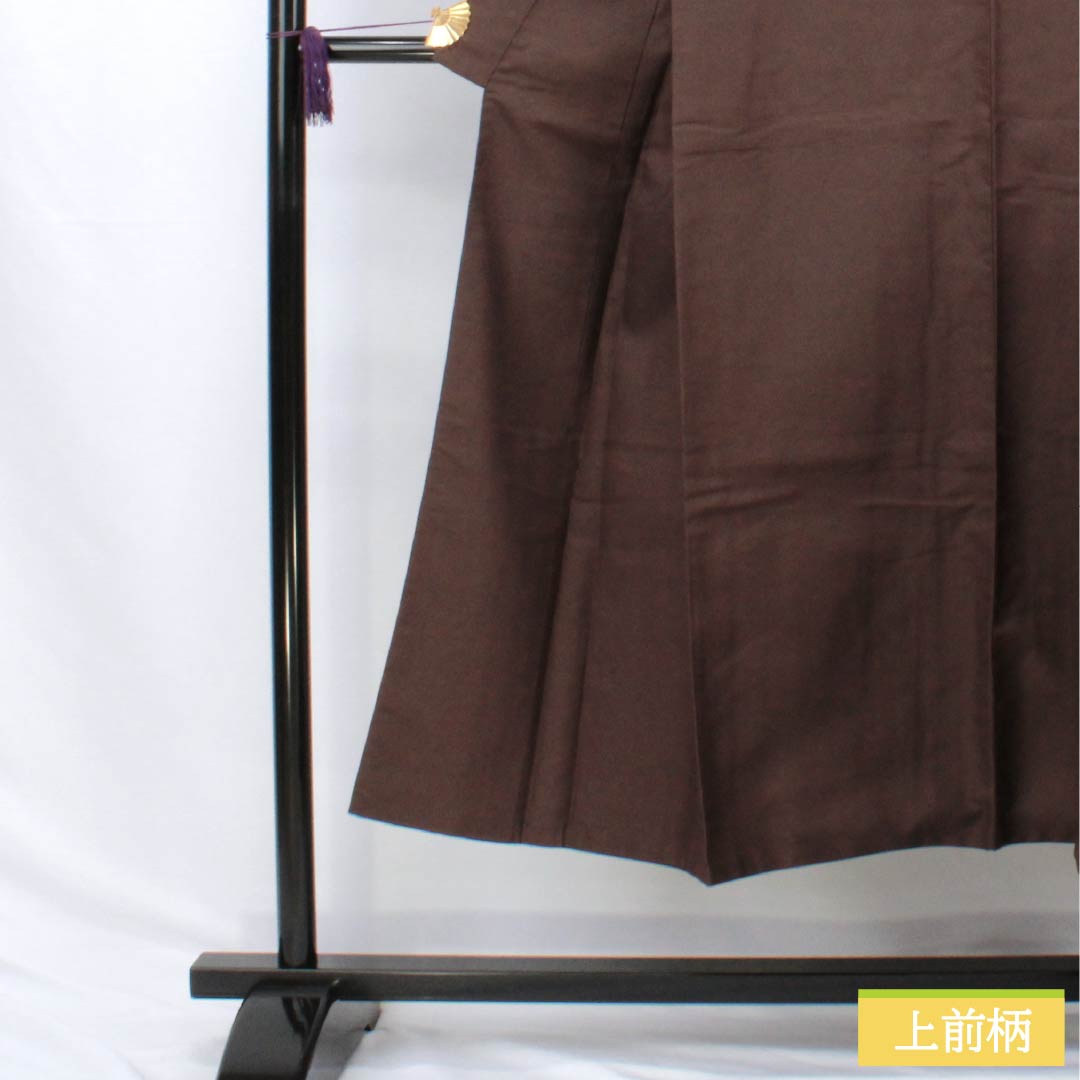 Men's Silk S-Rank Kimono, Length 143cm, Sleeve Length 66cm, Brown Tsumugi Fabric, Lined, Brown, Product Number: 1119001022414