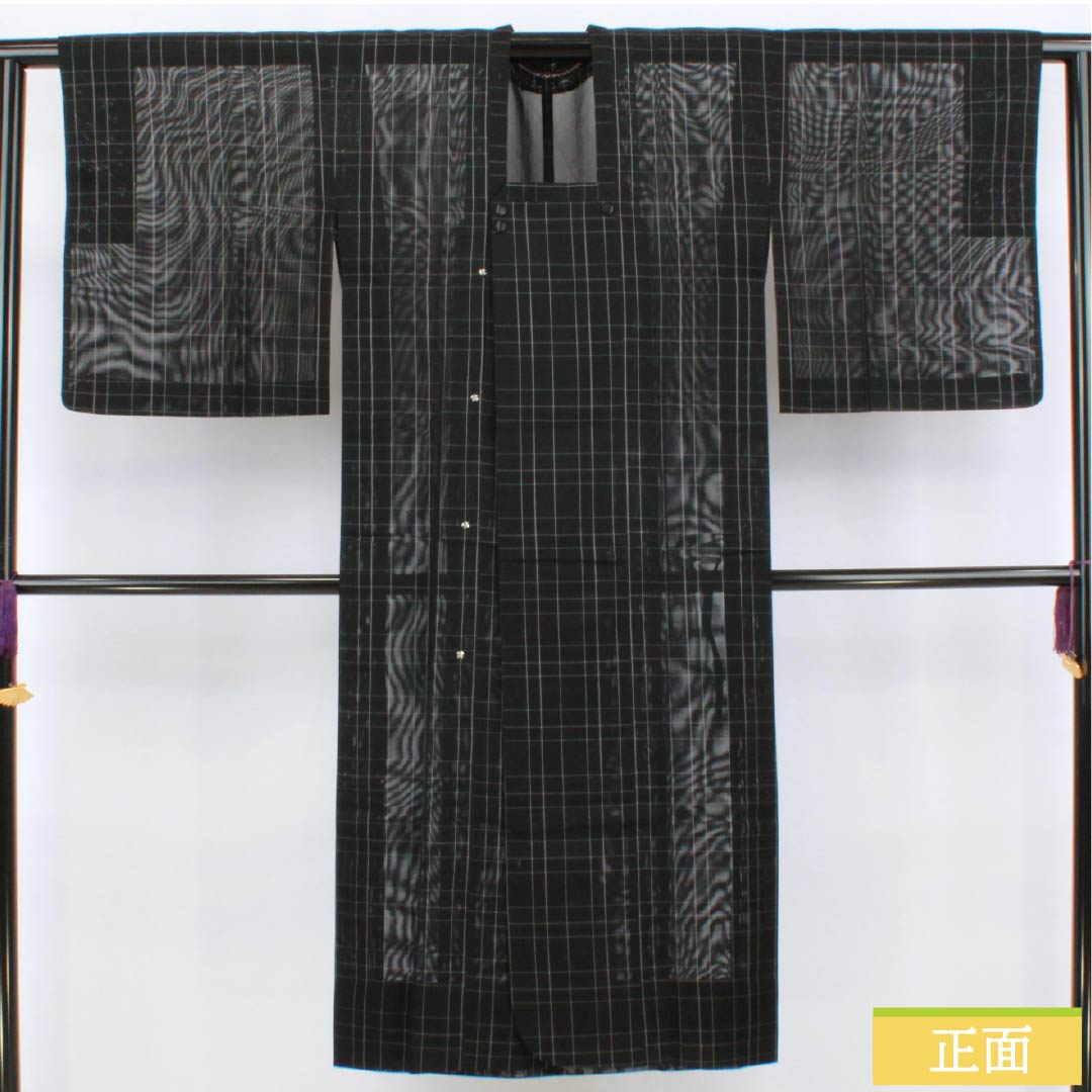 Raincoat, Polyester, S-Rank, Length 126cm, Sleeve Length 63cm, Plaid Pattern, Storage Case Included, Gauze, Black, 1117001242910