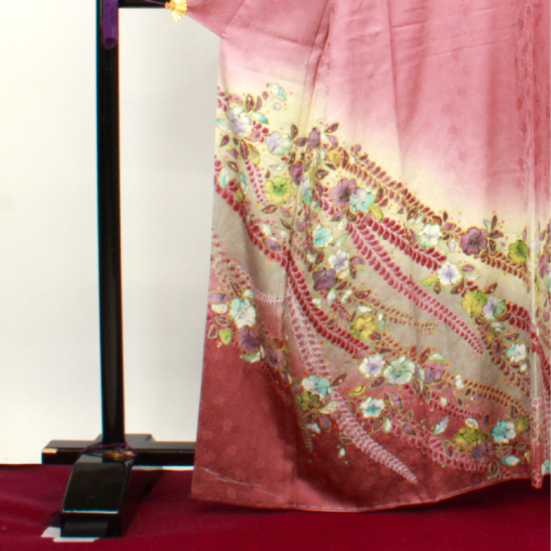 訪問着 袷 身丈164cm 裄丈65cm 未使用品 しつけ糸付き 積紅色 辻ヶ花 正絹 Sランク 紫系 1112002382420
