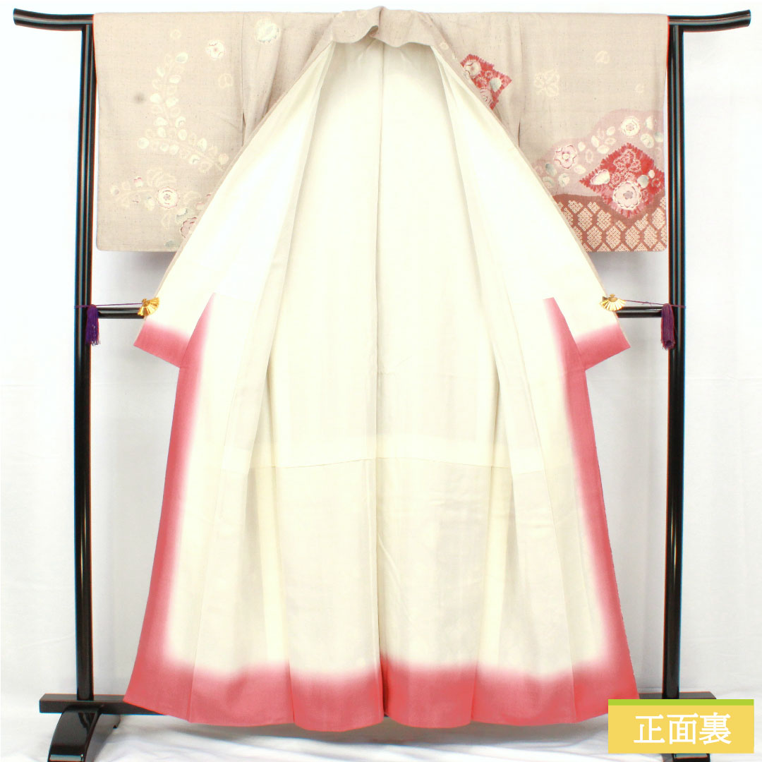 訪問着 正絹 袷 身丈157.5cm 裄丈63cm 小町鼠色（こまちねずいろ） 紬地 辻ヶ花 Sランク グレー系 1112005212322