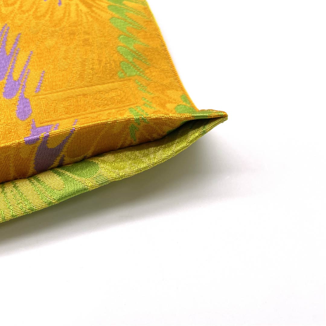 Half-width obi, polyester, golden yellow, Kansai, abstract pattern, obi length 402cm, yellow, S rank, 1125001802423