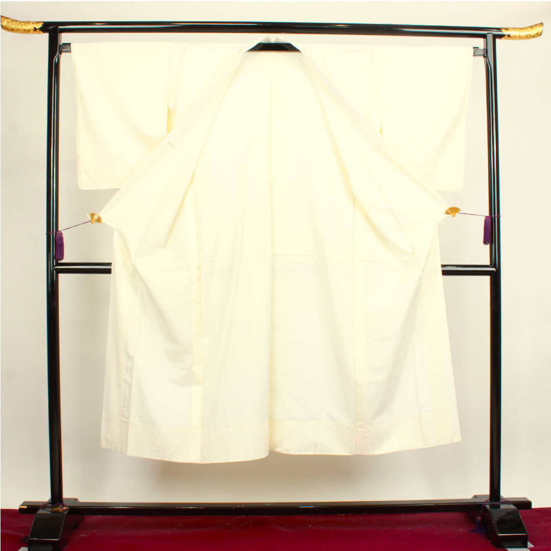 長襦袢 正絹 身丈142cm 裄丈66.5cm 袷  フォーマル 菊  Sランク クリーム系 1129000472615