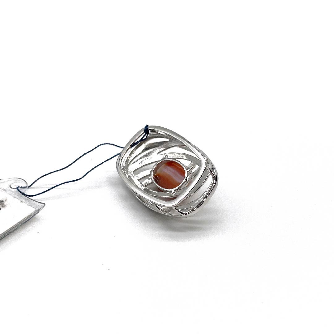 (New old stock) Obi clasp, natural stone, casual, Tokiiro (Toki-iro) brass, red agate, length approx. 2.5cm, width approx. 3.5cm, S rank, pink, 1137000782913