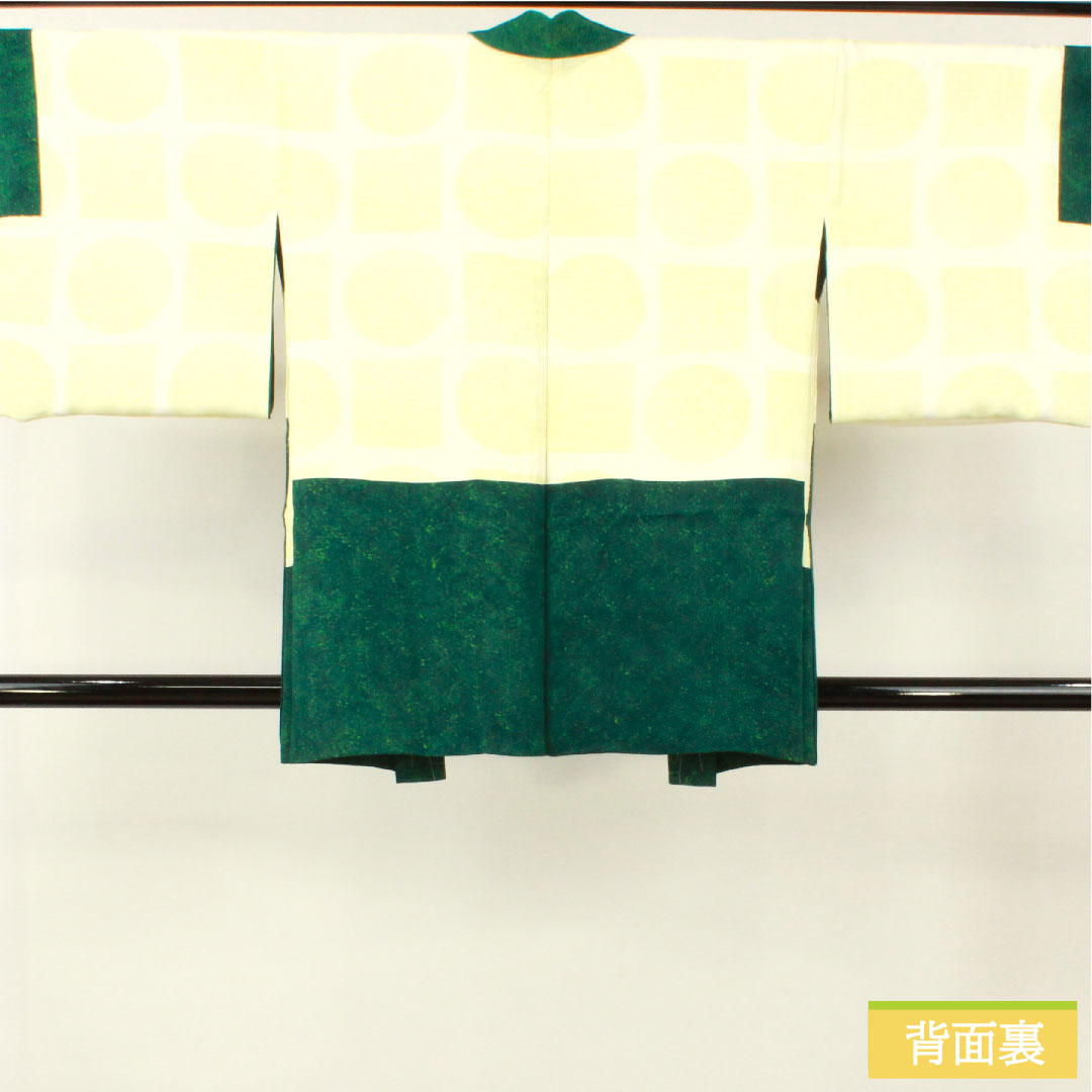 羽織 正絹 身丈83.5cm 裄丈67cm 玉虫色（たまむしいろ） ろうけつ染め 抽象模様 しつけ糸付き Sランク 袷 緑系 1117001042919