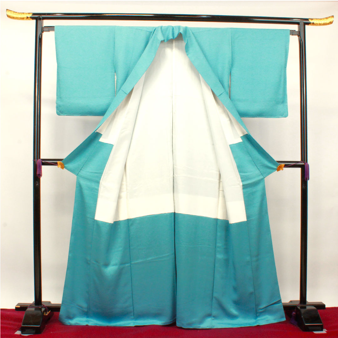 色無地 正絹 浅縹色 しつけ糸付き 未使用品 中陰片喰  身丈165.5cm 裄丈65cm 袷  Sランク 水色系 1114001012524