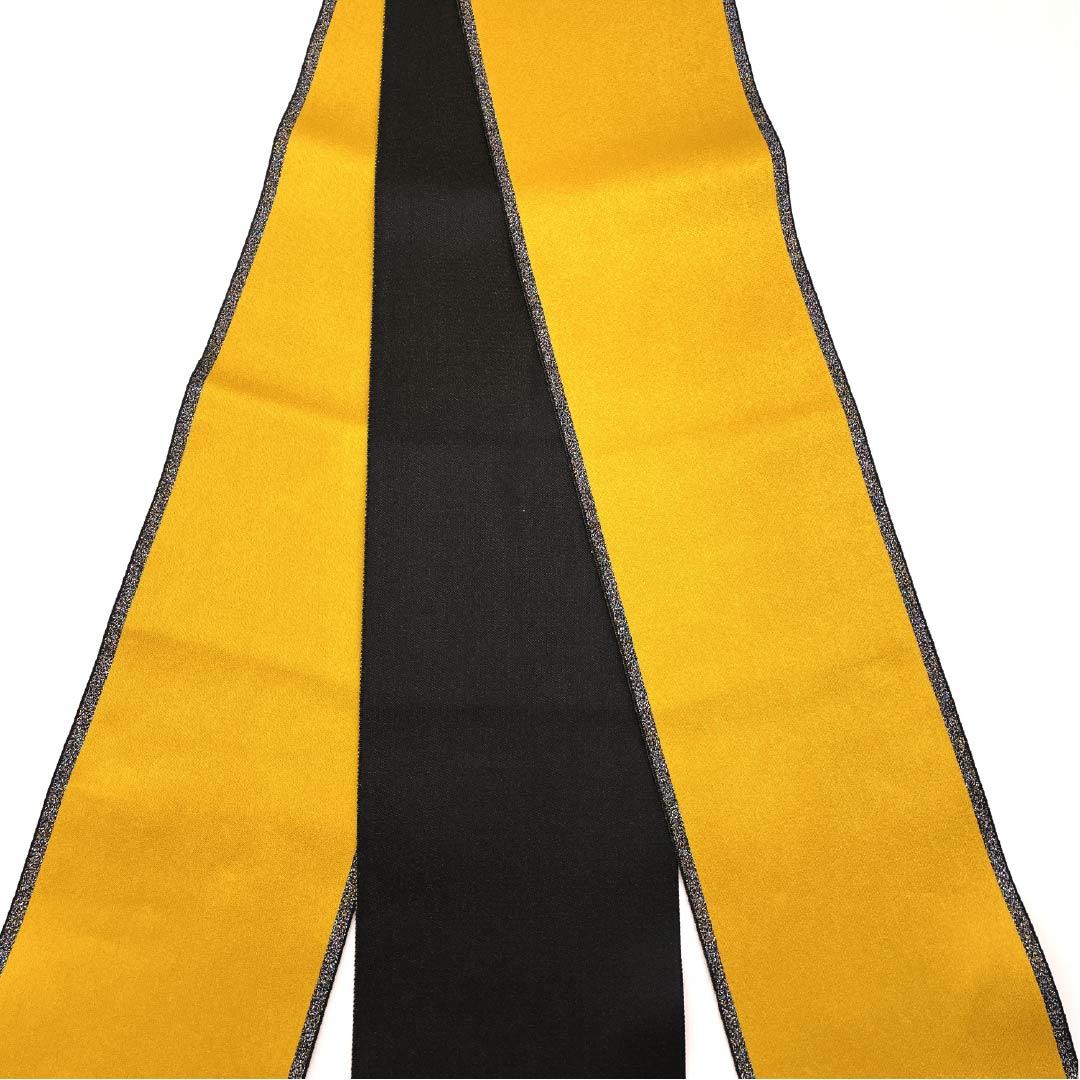 Half-width obi, polyester, dark egg-colored (koitamagoiro), plain, for yukata, length 348cm, yellow, S rank, 1125001992323