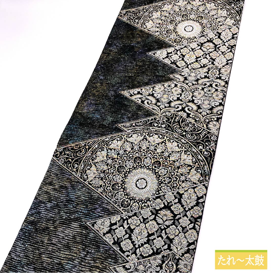 Formal, gradation-patterned, pure silk obi for formal kimono (tomesode) with an ancient seashell purple pattern and thick foil from the Shosoin treasure. Length: 448cm. S-rank. Six-fold obi. Product number: 1123014112399.