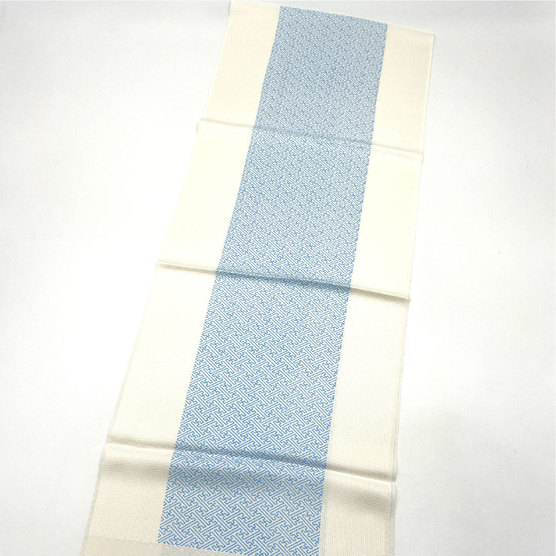 (Like new) S-Rank Silk Obiage (Sash) - Casual Style, Gofun-iro (White Powder-Colored) Saaya Pattern, Tango Chirimen (Crepe) - Classic Pattern, Approximately 184cm Long, Approximately 31cm Wide, White, Product Number: 1136001452911