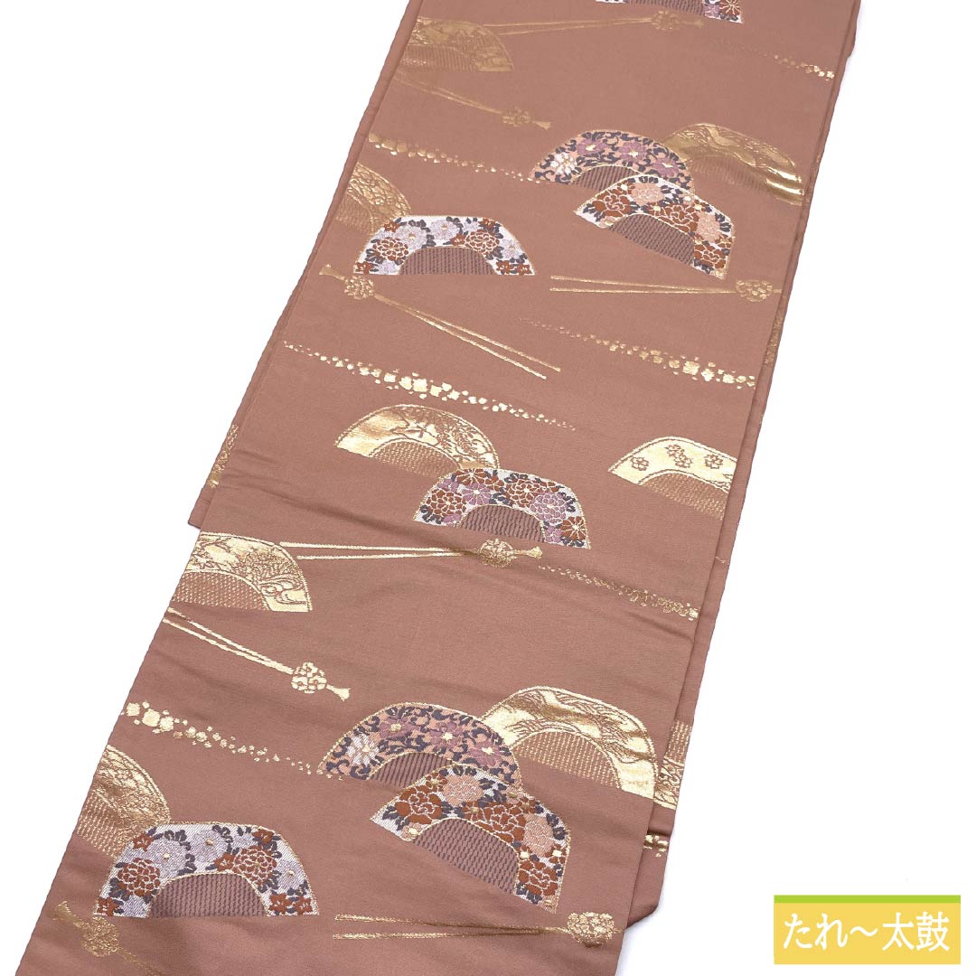 名古屋帯 正絹 Aランク 似桃色（にせももいろ） 櫛 かんざし 帯丈348cm 六通 セミフォーマル ピンク系 1124010693313 名古屋仕立て