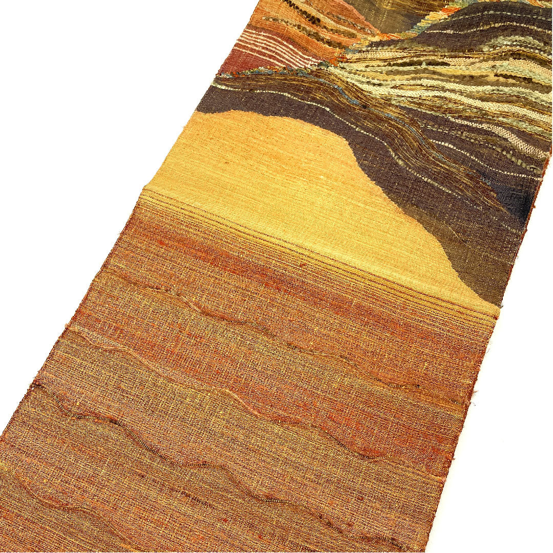 袋帯 胡桃色（くるみいろ） 煉瓦色（れんがいろ） 抽象模様 帯丈458cm 正絹 Aランク ポイント柄 カジュアル 茶系 1123005033414