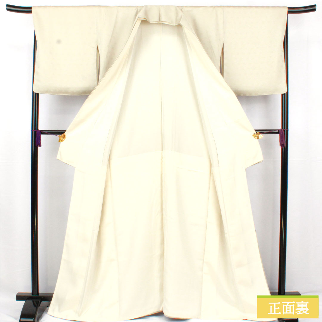 Colored Tomesode, pure silk, length 165.5cm, sleeve length 68cm, lined, Unohanairo (color of Unohana), Kyoto Yuzen, treasure design, pine, bamboo, plum, tachibana, three crests, sword and flower diamond, A rank, gray, 1111001593522