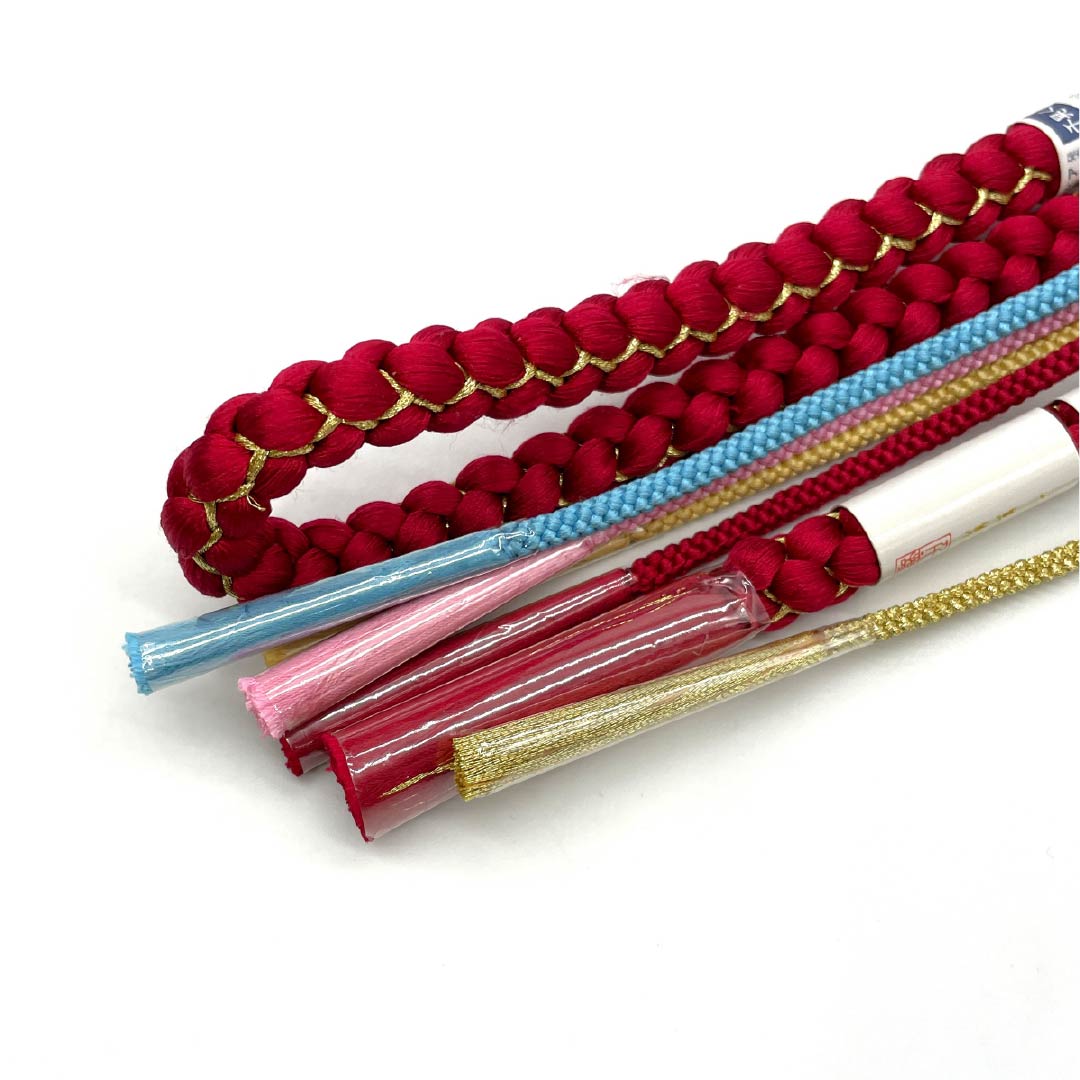 Obijime, Pure Silk, S Rank, Crimson Red, Marugumi, Length approx. 166cm, Width approx. 1cm, For Furisode, Red Tones, 1135006052312