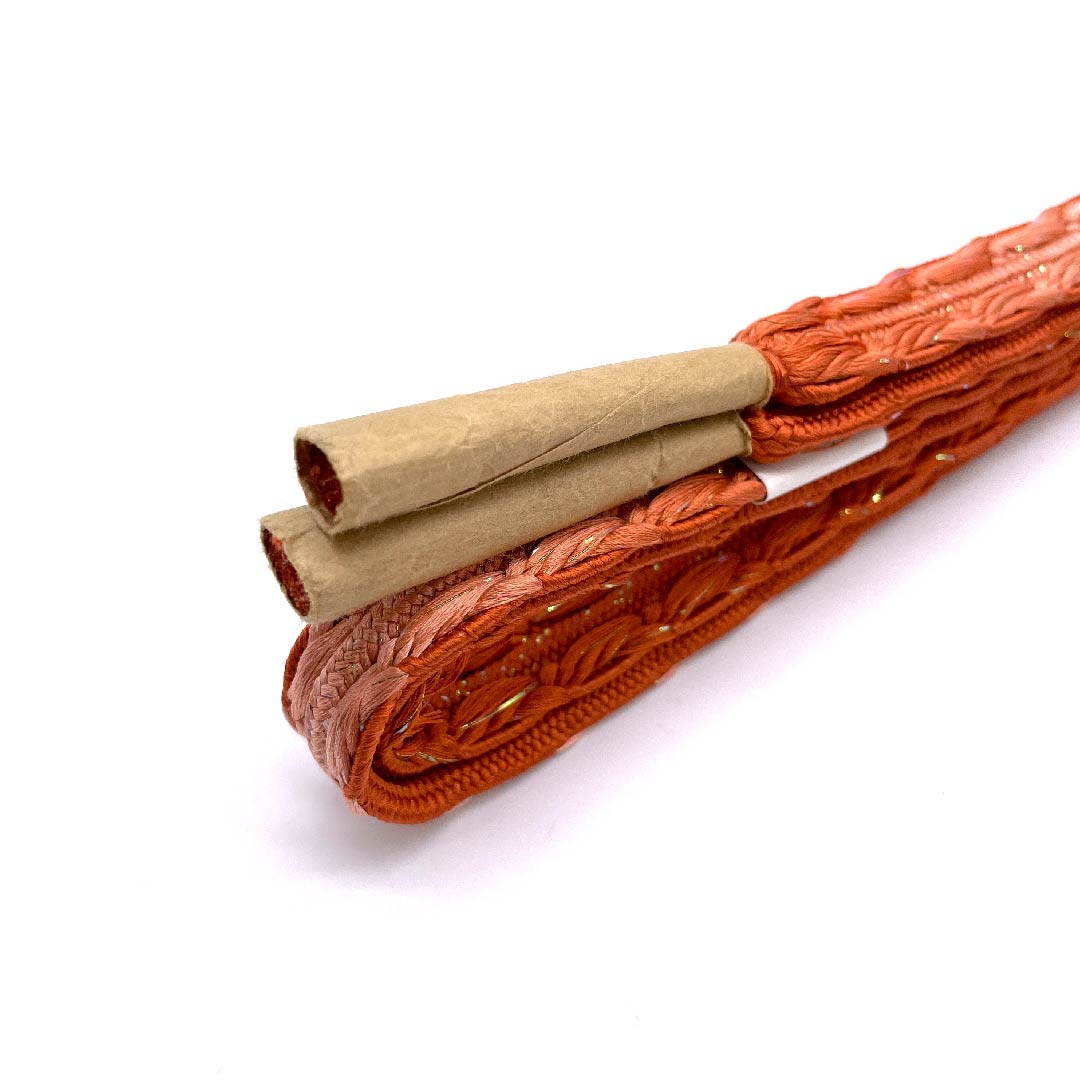 (New old stock) Silk obi-jime (sash fastener) - 4-part string - Vermilion (red) - Metallic thread used - New old stock - Length approx. 156cm - Width approx. 1.5cm - Semi-formal - S rank - Orange 1135001602926