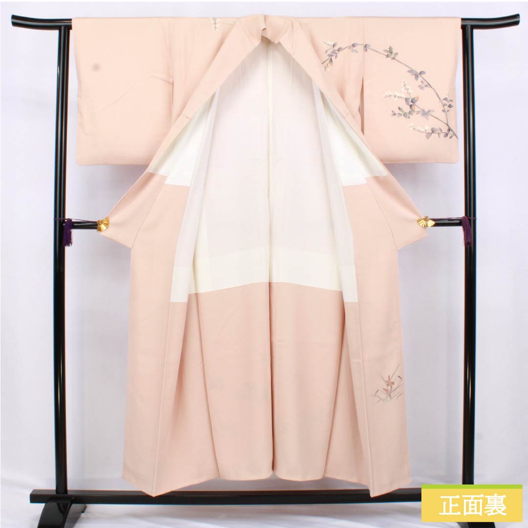 Visiting Kimono, Pure Silk, Grade A, Lined, Length 150.5cm, Sleeve Length 61cm, Otomeiro (Girl's Color), Kaga Yuzen, Floral, Pink, Product Number: 1112006203113