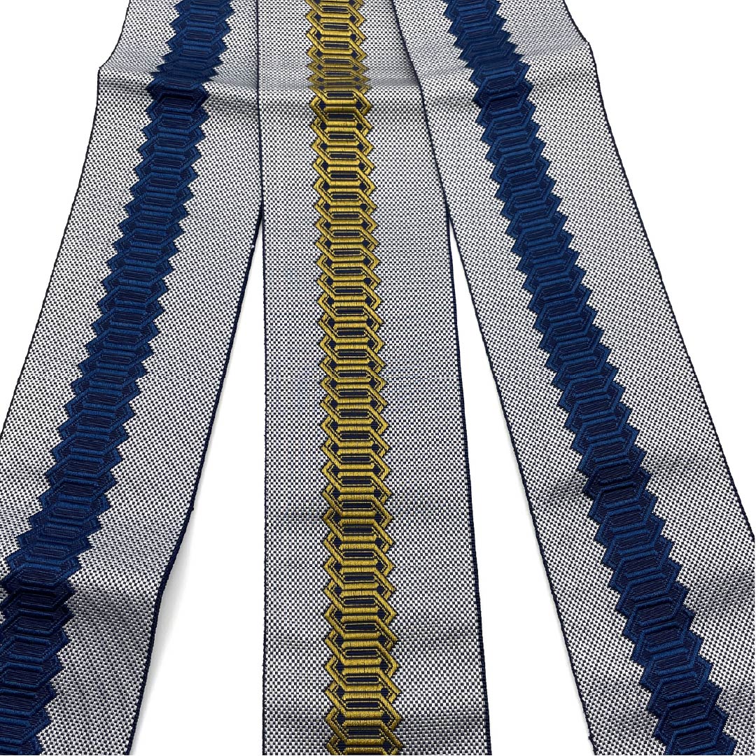 (Unmade) Kaku-obi (sash) Polyester, mercury color, Ippon-dokko, reversible, obi length 400cm, width 9cm, S rank, gray 1134000422922