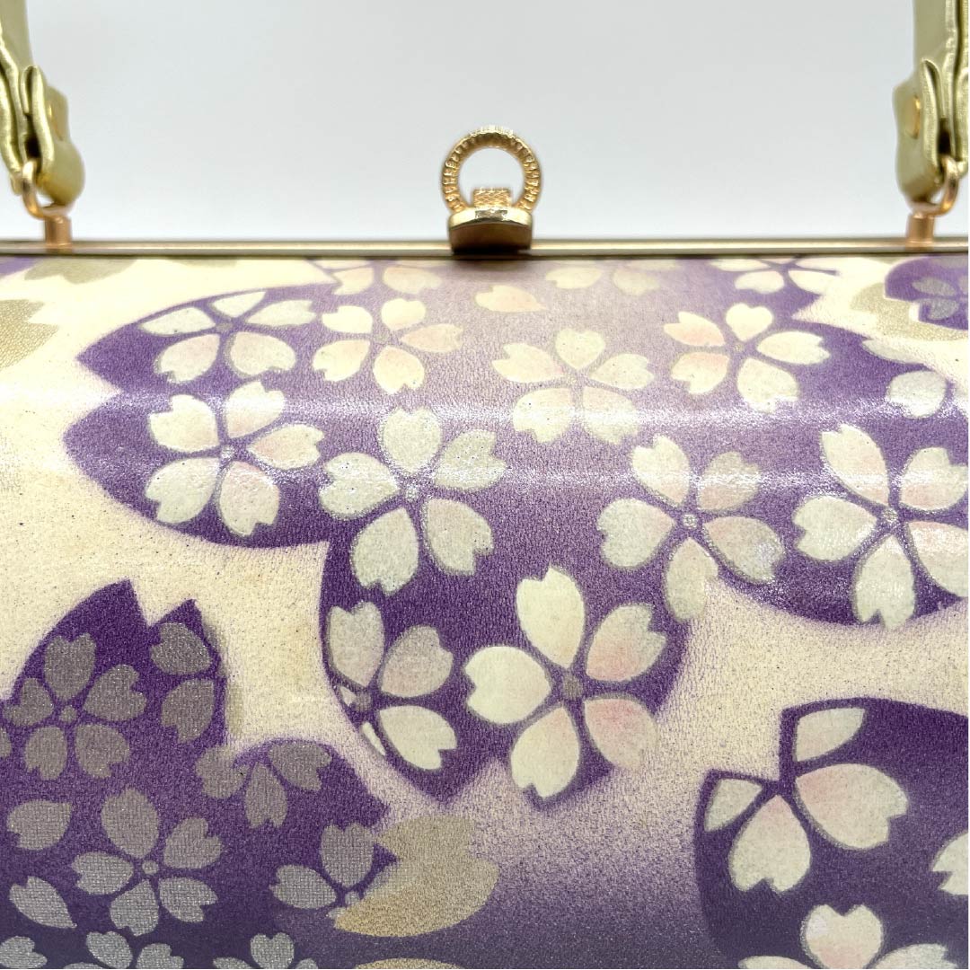 Formal Japanese style bag, grape purple (for long-sleeved kimono), cherry blossom, floral pattern, purple, S rank, 113900011220