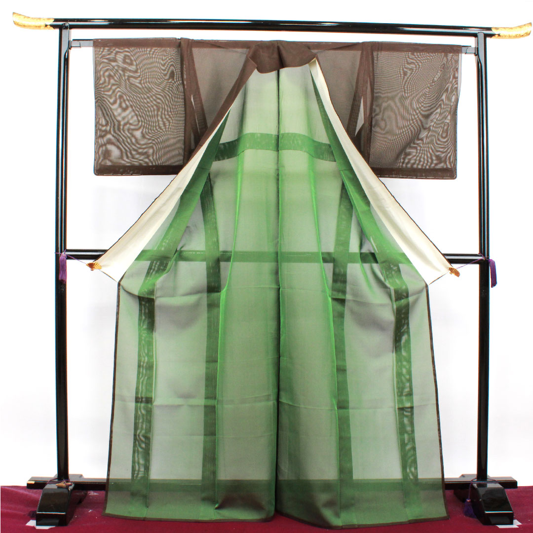 Summer item, pure silk, plain color, length 170cm, sleeve length 65.5cm, charcoal black, basting thread included, gauze, A rank, brown, 1132001353614
