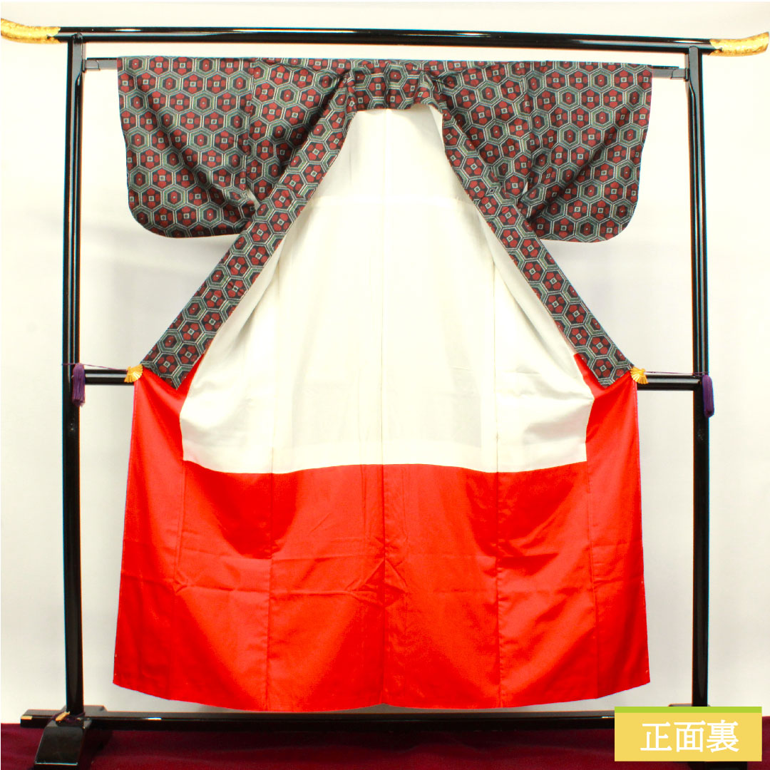 Murayama Oshima Tsumugi Silk Length 157cm Sleeve length 62.5cm Tortoise shell A rank Lined Black 1116002993310