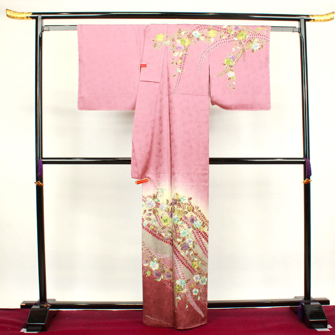 訪問着 袷 身丈164cm 裄丈65cm 未使用品 しつけ糸付き 積紅色 辻ヶ花 正絹 Sランク 紫系 1112002382420