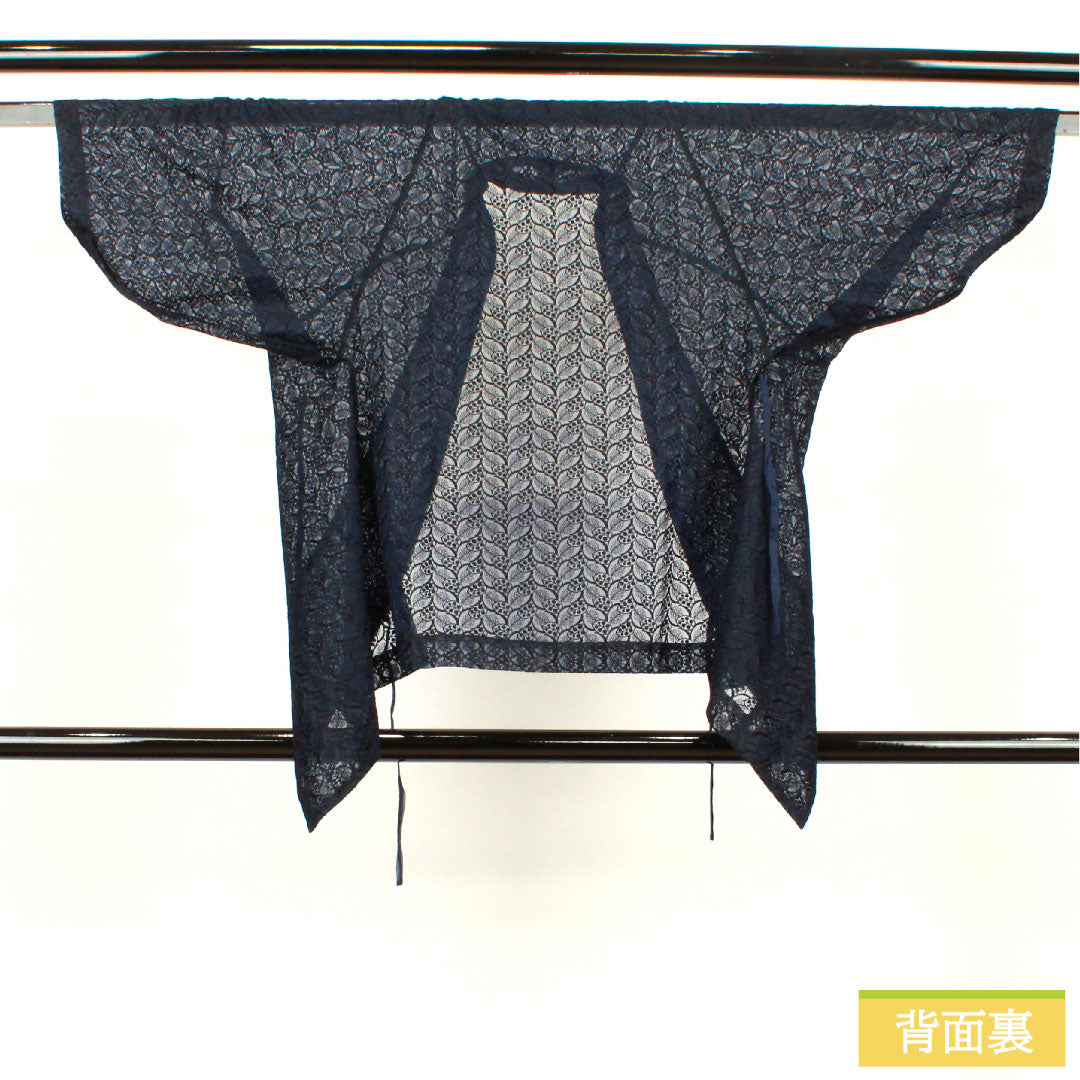 道中着 ポリエステル 身丈76.5cm 裄丈47.5cm  幾何学模様 スリーシーズン Sランク 単衣 黒系 1117000612910