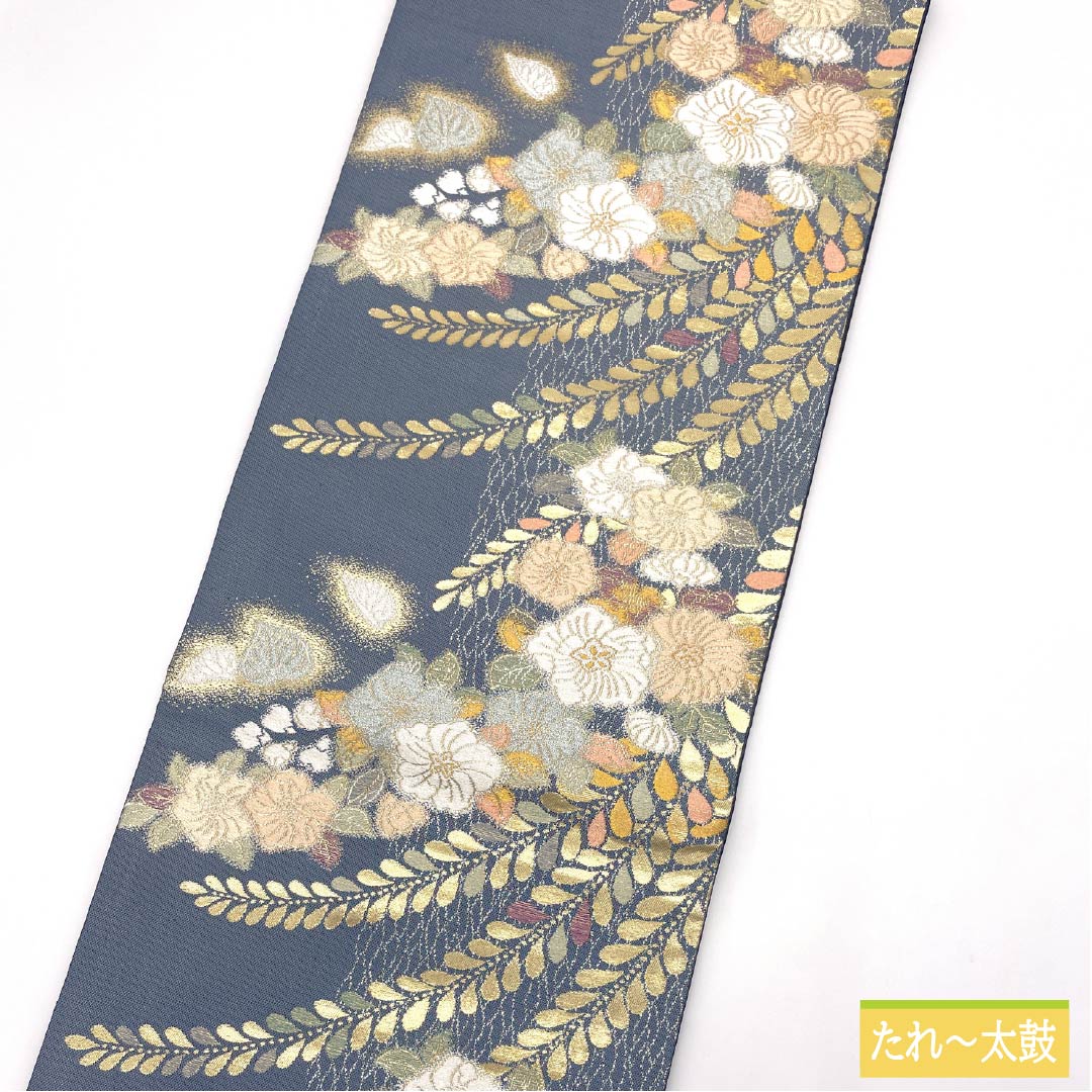 袋帯 正絹 Aランク 裏色（うらいろ） 辻ヶ花 帯丈436cm 六通 セミフォーマル 青系 1123015133317