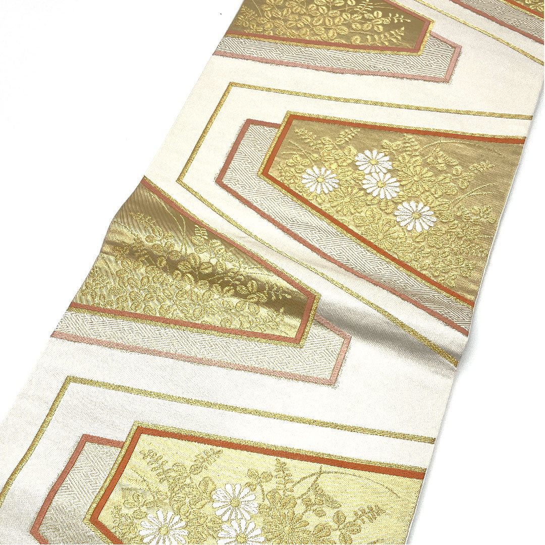 Fukuro Obi Watanabe, Full-length, Length 432cm, Pure Silk, A-Rank, Full-length, Formal, White, 1123003733311
