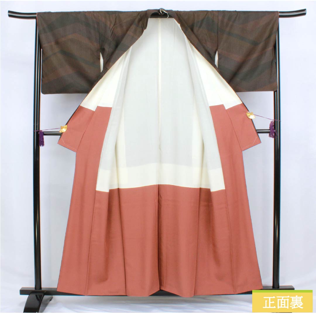 Komon (small pattern) silk, A-rank, length 157.5cm, sleeve length 64.5cm, lined, abstract pattern, black, 1115006413310