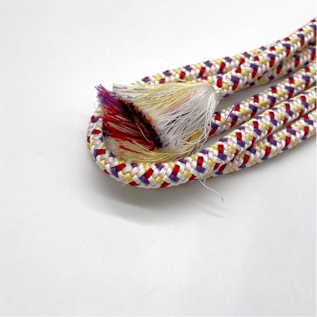 S-Rank Silk Obijime (Sash Band) - Colorful, Round Braid, Approx. 165cm Long, Approx. 0.9cm Wide, Casual, White, Item Number: 1135004522311