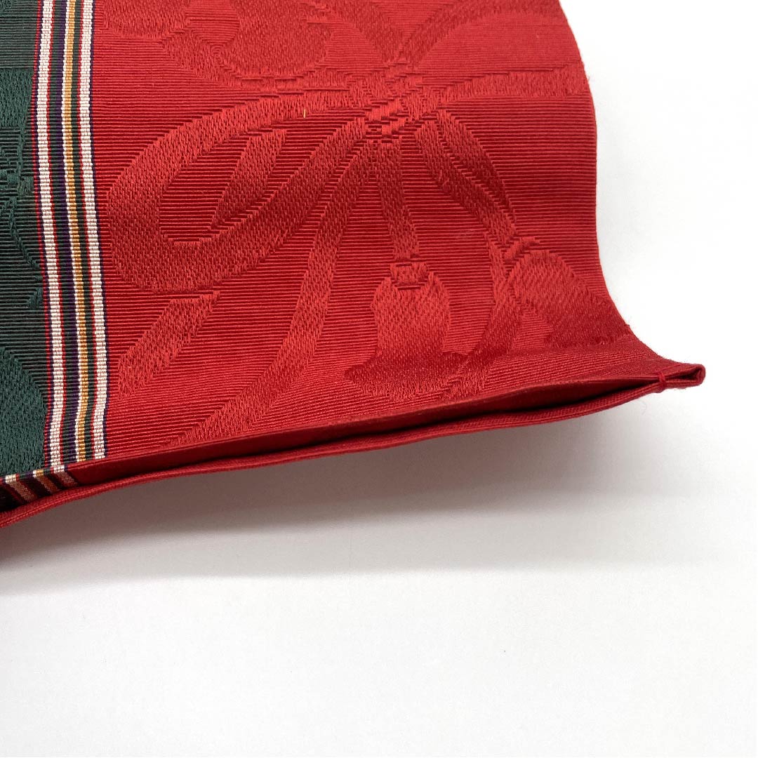 Half-width obi, pure silk, obi length 342cm, crimson red, fan-shaped, binding cord, Hakata-ori, red, S rank, 1125001382312